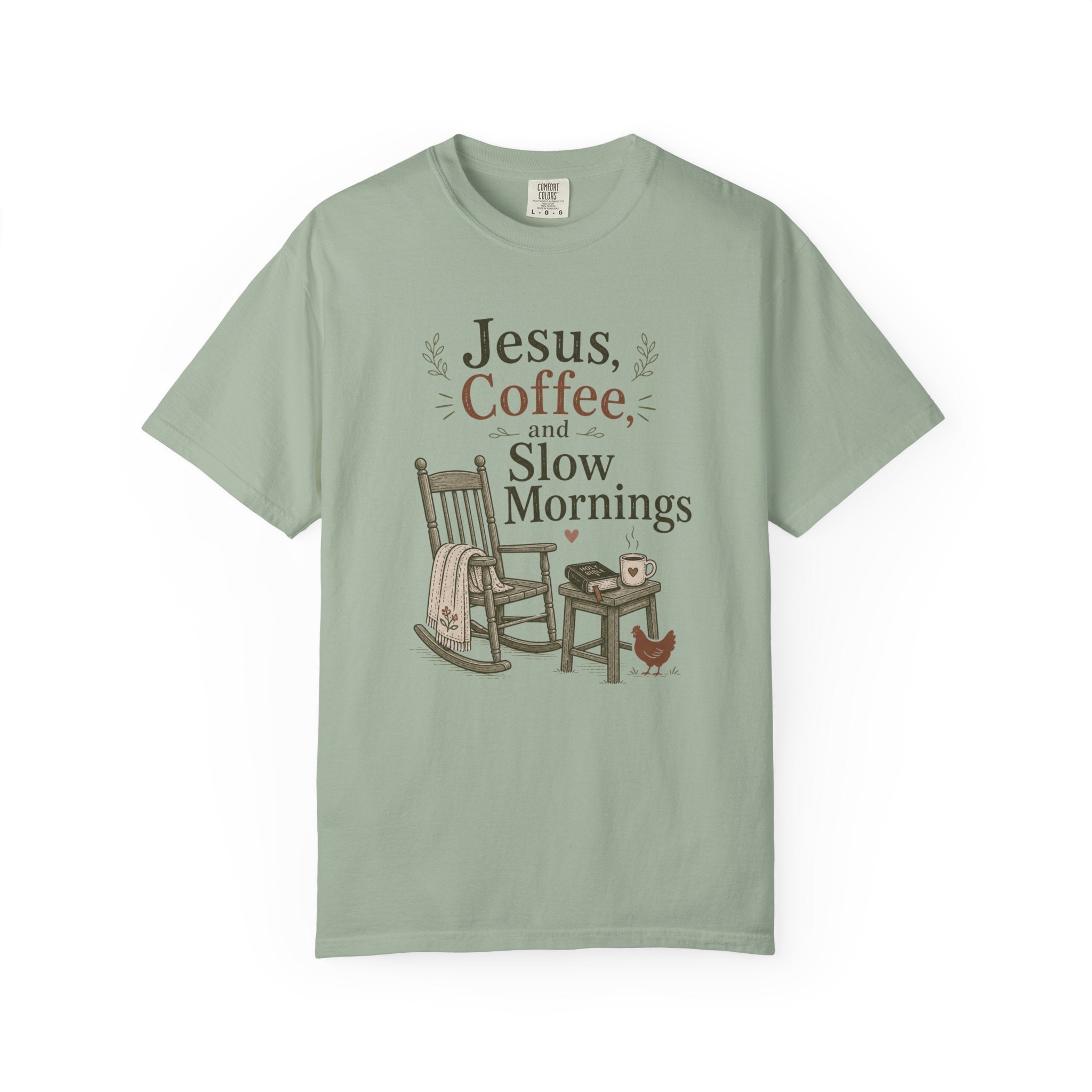 Jesus Coffee and Slow Mornings T-shirt