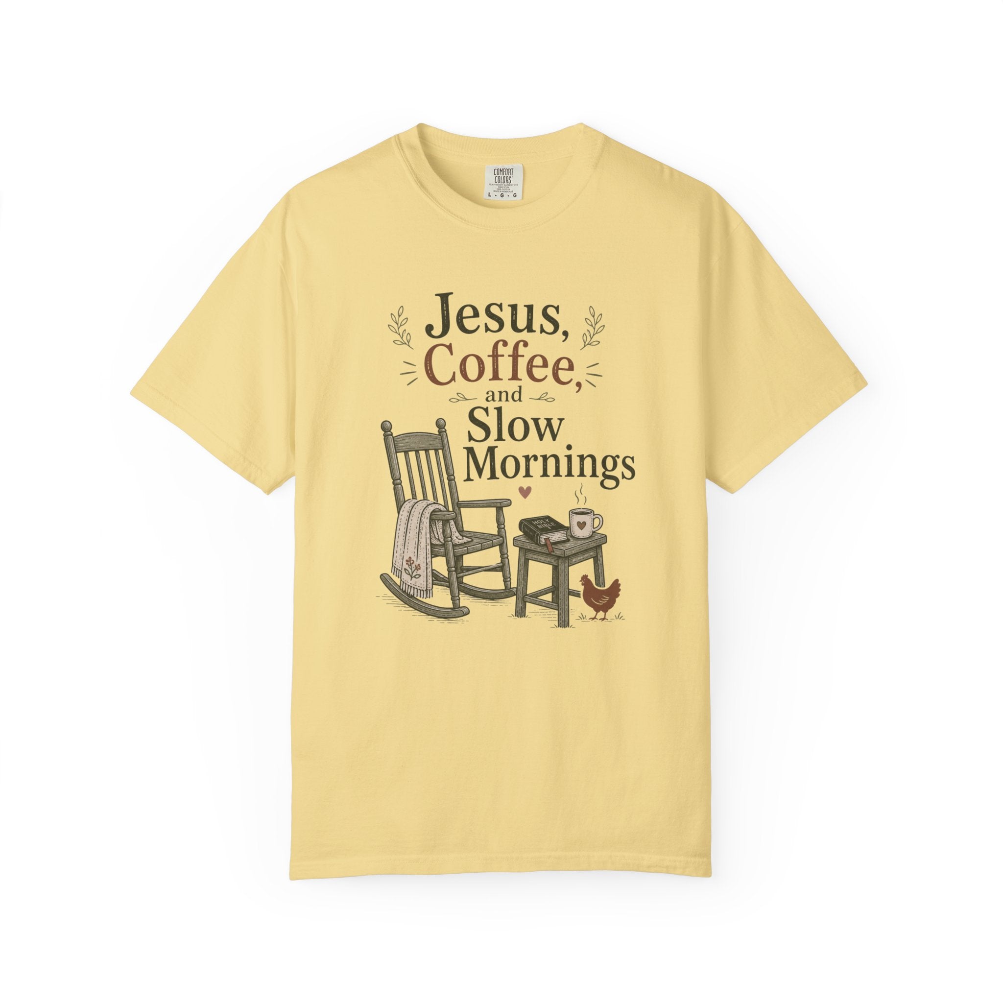 Jesus Coffee and Slow Mornings T-shirt