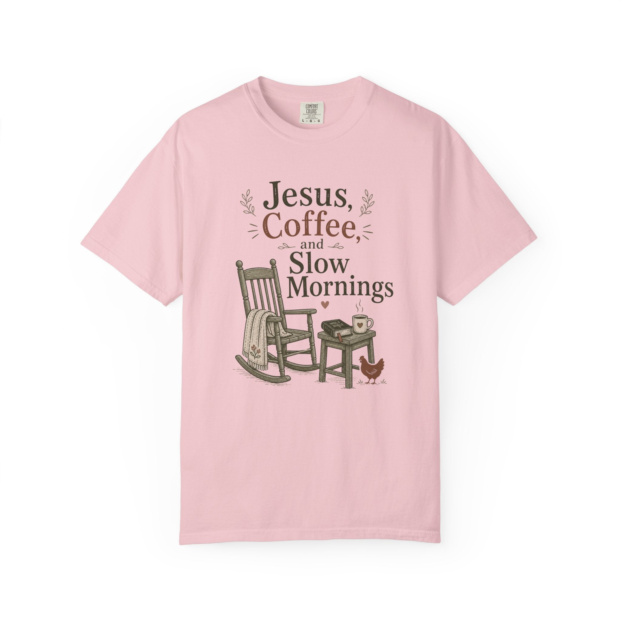 Jesus Coffee and Slow Mornings T-shirt