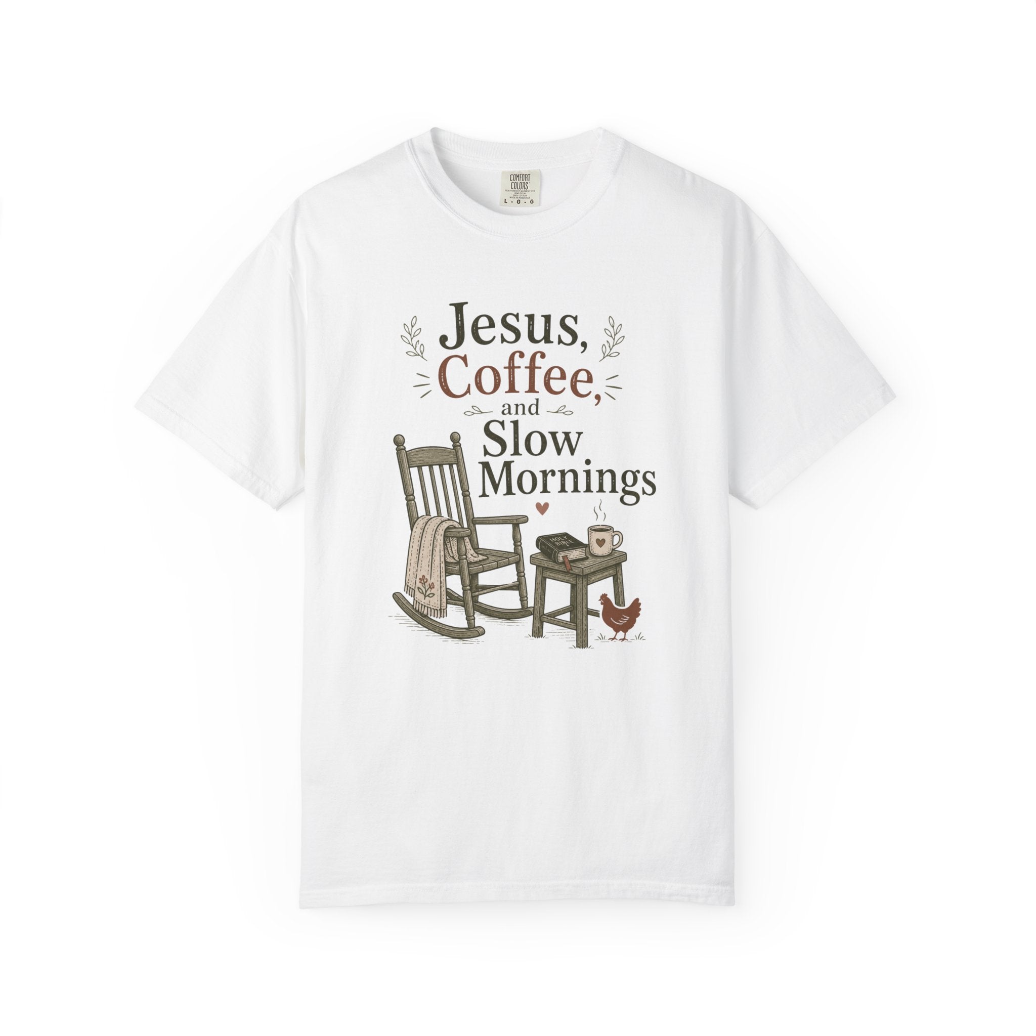 Jesus Coffee and Slow Mornings T-shirt