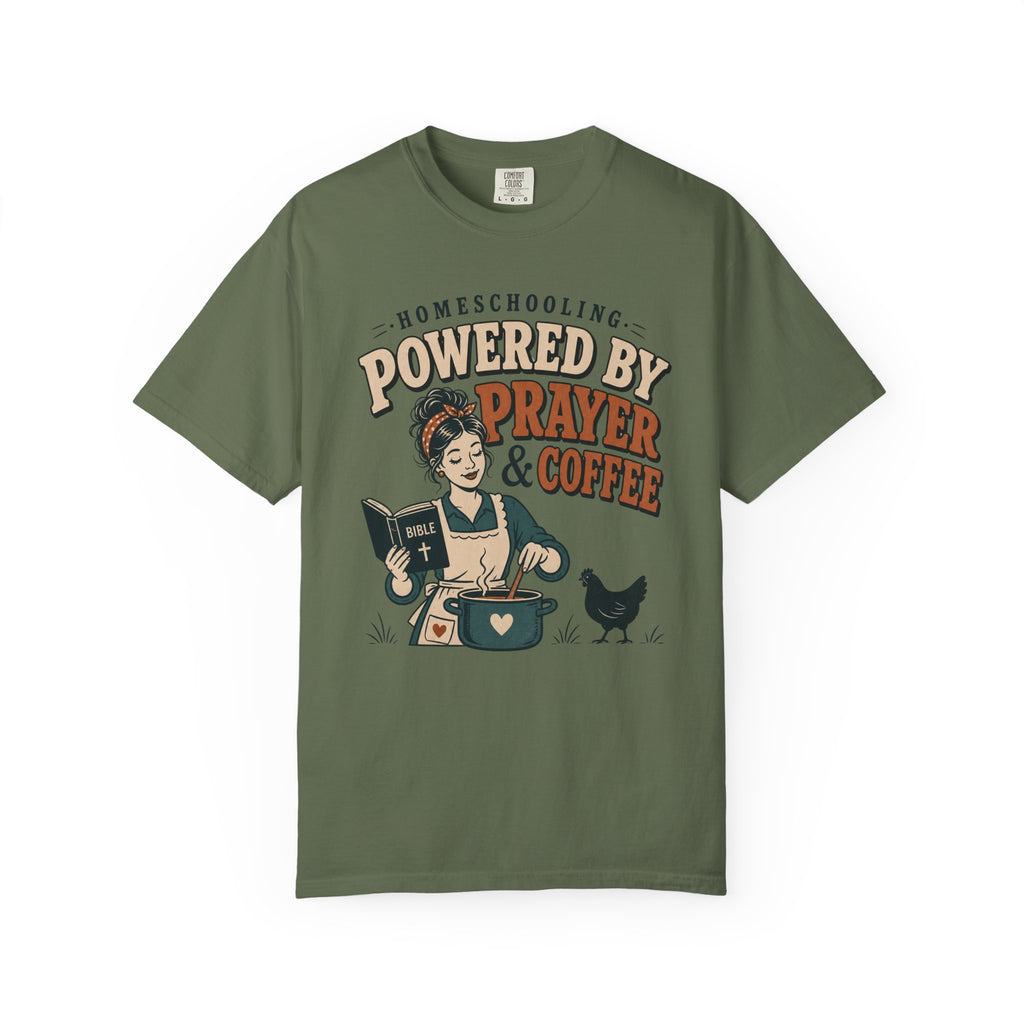 Homeschooling Powered by Prayer and Coffee T-Shirt