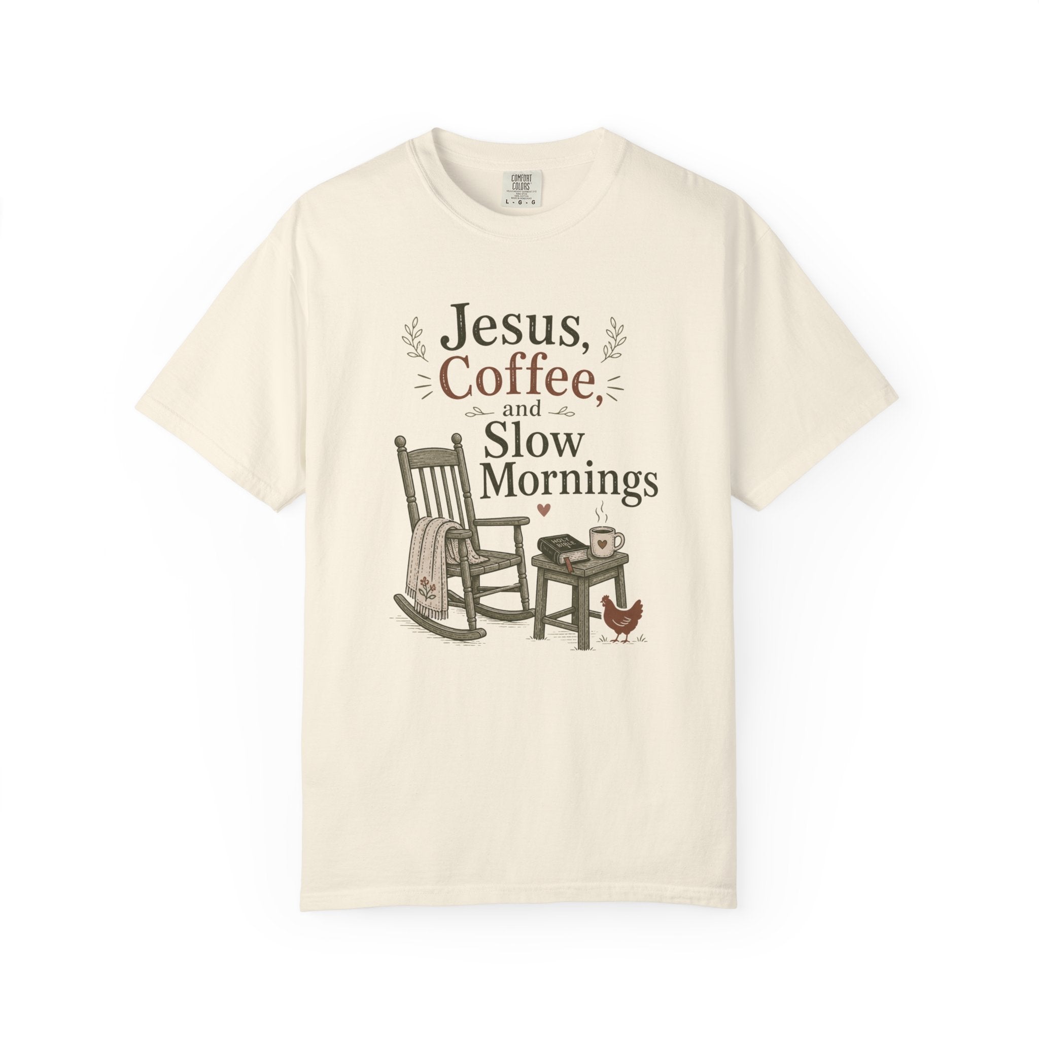 Jesus Coffee and Slow Mornings T-shirt