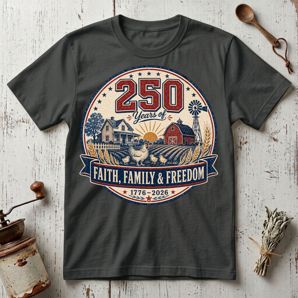 250 Years of Faith, Family, and Freedom T-Shirt