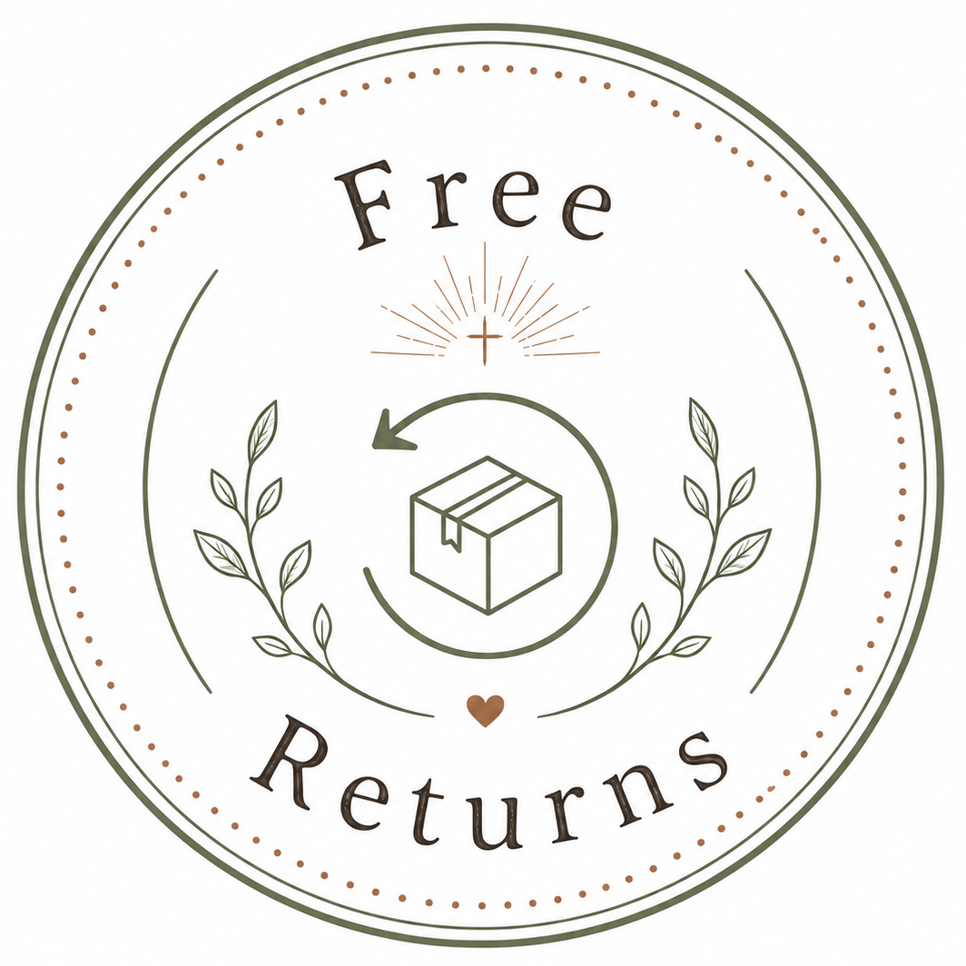 Circular logo with 'Free Returns' text and a box icon on a white background