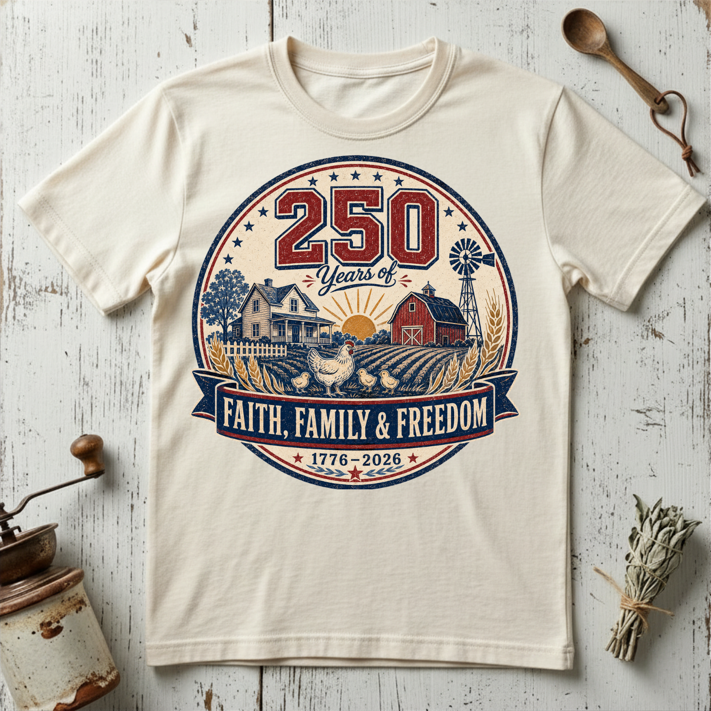 250 Years of Faith, Family, and Freedom T-Shirt