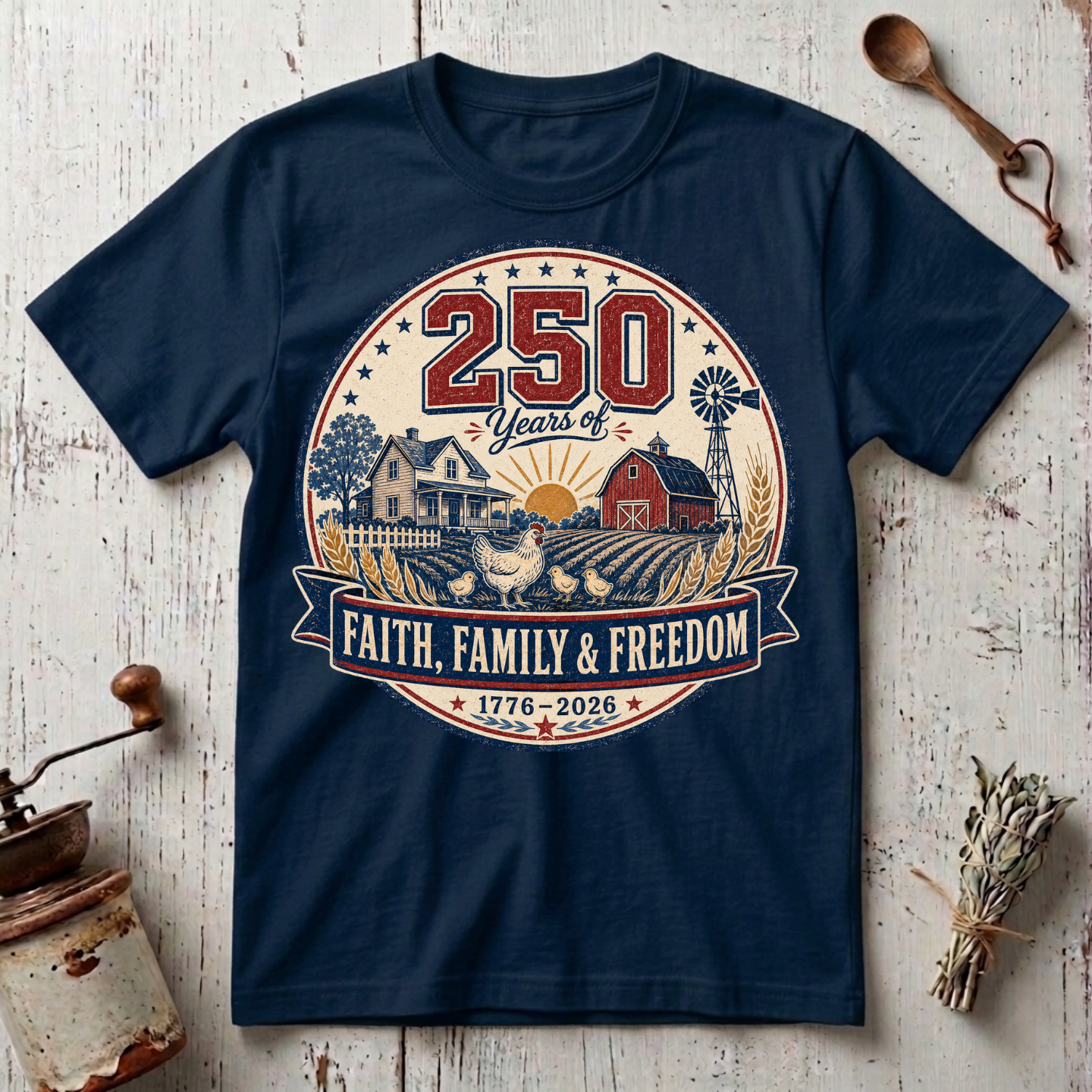 250 Years of Faith, Family, and Freedom T-Shirt