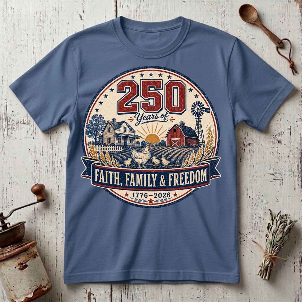 250 Years of Faith, Family, and Freedom T-Shirt